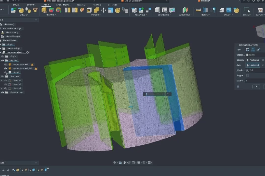 Reverse engineering a scanned slotted wheel into a CAD model